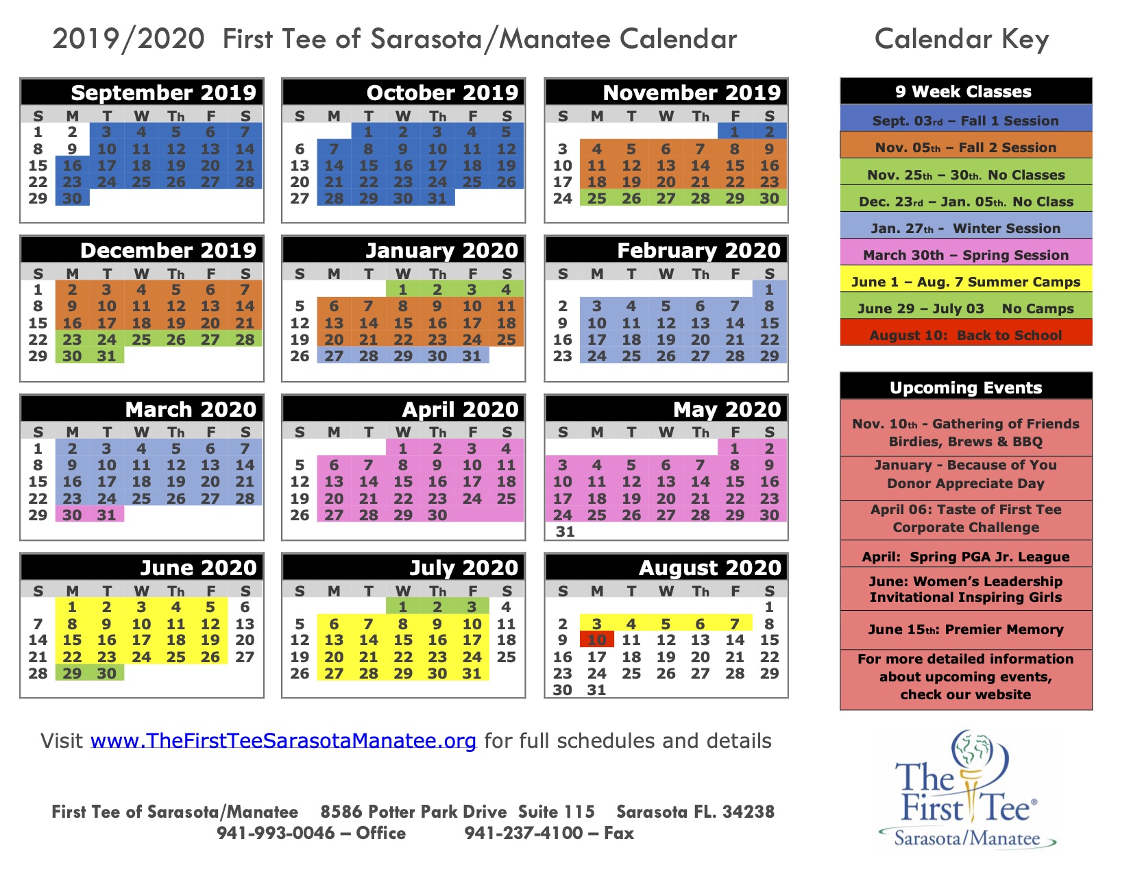 sarasota june 24 2021 calendar 2019 2020 Tftsm First Tee Of Sarasota Manatee sarasota june 24 2021 calendar