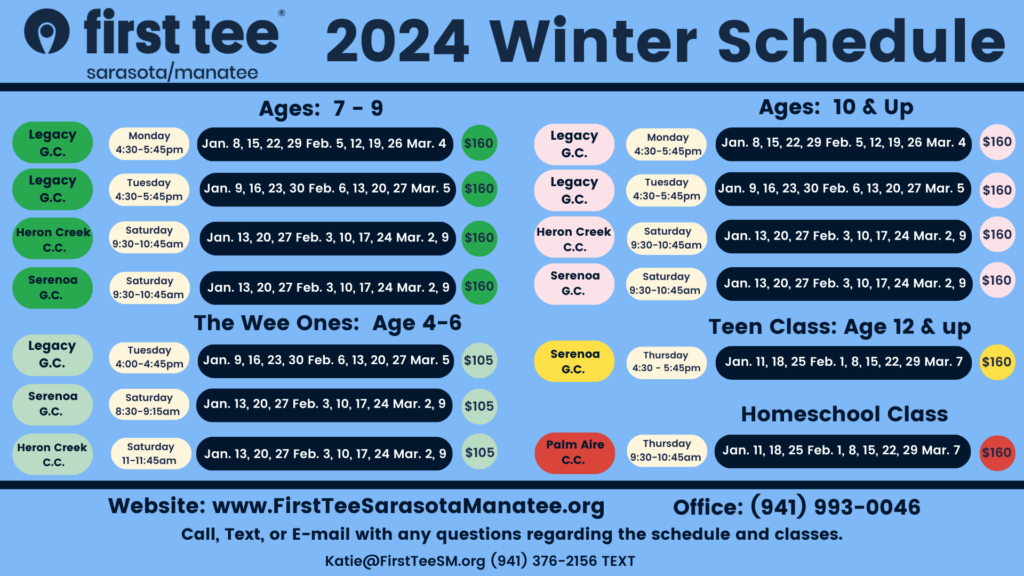 2024 Winter 9 week schedule (SOLD OUT) First Tee Sarasota/Manatee